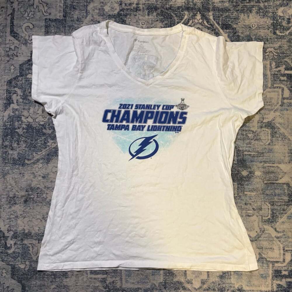 Fanatics Tampa Bay Lightning Stanley Cup Champions T-Shirt Size XL White